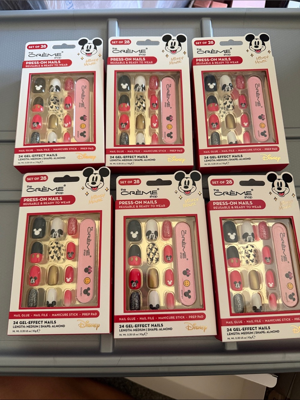 Disney Press-On Nail Set — Pink, Gold, Black & Cream Mickey Designs